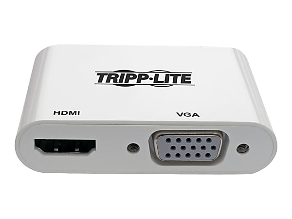Tripp Lite USB 3.1 Gen 1 USB-C to HDMI/VGA 4K Adapter (M/2xF), Thunderbolt 3 Compatible, 4K @30Hz - Adapter - 24 pin USB-C male to 15 pin D-Sub (DB-15), HDMI female - 6 in - white - 4K support