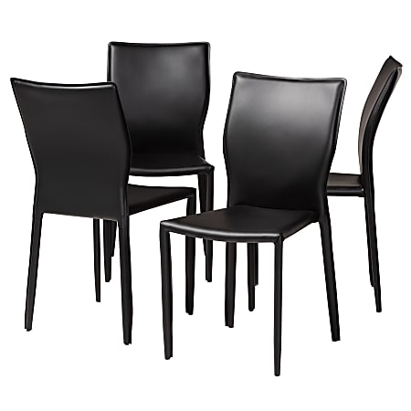 Baxton Studio Heidi Dining Chairs, Black, Set Of 4 Chairs