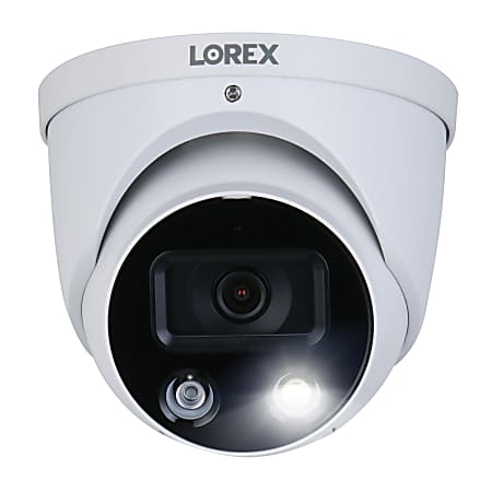 Lorex 4K Ultra HD Wired Analog Indoor/Outdoor Add-On IP Dome Security Camera With Smart Deterrence Plus, White