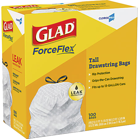 Glad ForceFlex Drawstring Trash Bags 30 Gallons Black Box Of 25 - Office  Depot
