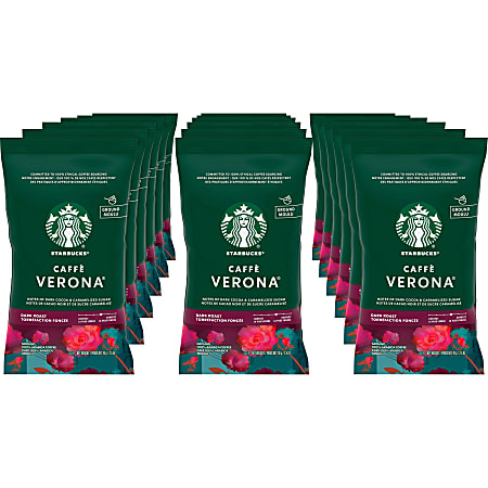 Starbucks® Caffé Verona Ground Coffee, Dark Roast, 2.5 Oz Per Bag, Box Of 18 Packets
