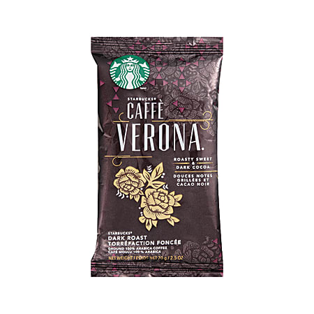 Starbucks® Caffé Verona Ground Coffee, Dark Roast, 2.5 Oz Per Bag, Box Of 18 Packets