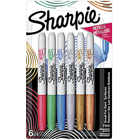 Sharpie® Metallic Permanent Markers, Fine Point, Assorted Ink