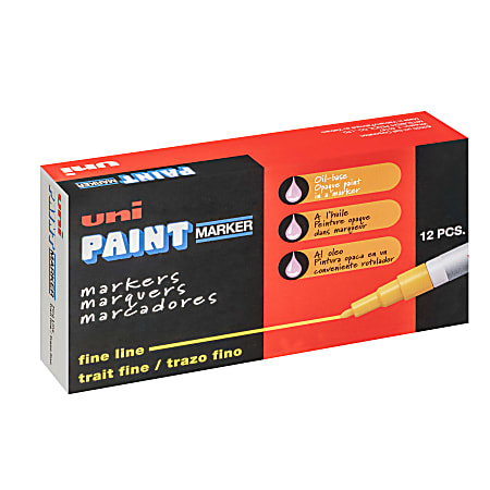 Uni-Paint® Markers, Fine Point, White, Pack Of 12