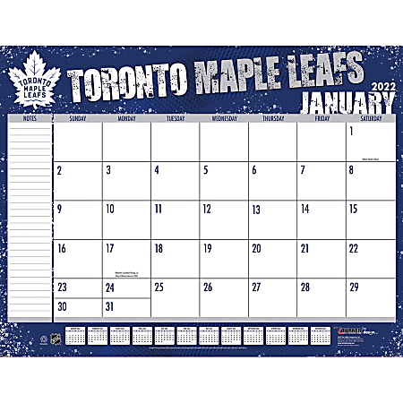 Lang Turner Licensing Monthly Desk Calendar, 22” x 17”, Toronto Maple Leafs, January To December 2022