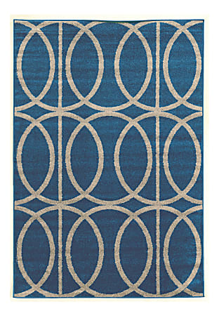 Linon Honora Area Rug, 5' x 7', Mara Blue/Gray