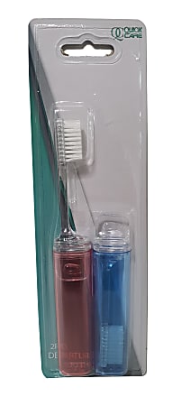 Colgate Travel Toothbrushes, Clear, Pack Of 2 Toothbrushes