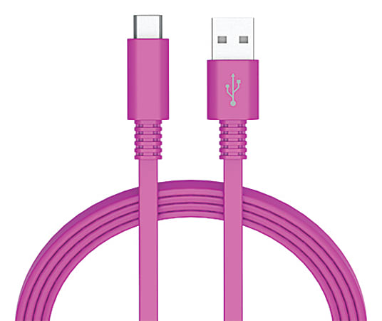 Ativa® Flat USB Type-C-To-USB-Type-A Cable, 6', Violet, 41457