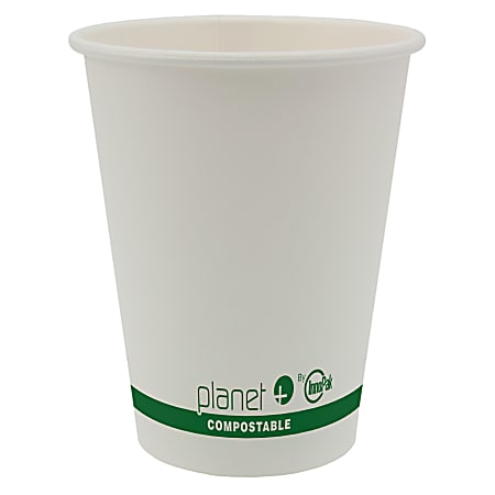 Planet+ Compostable Hot Cups, 12 Oz, White, Pack