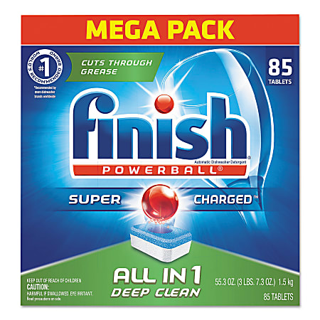 Finish® Powerball® Dishwasher Tabs, Fresh Scent, 85 Tabs Per Box, Case Of 4 Boxes