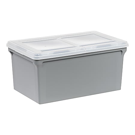 Iris USA® File Boxes, 44 Qt, 31-1/2”L x 17-5/16”W x 13”H, Gray, Pack Of 4 Boxes