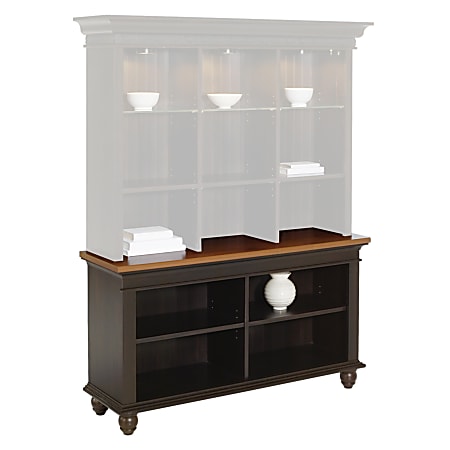 Christopher Lowell Shore Bookcase, 30"H x 54"W x 16"D, Antiqued Black/Rustic Cherry