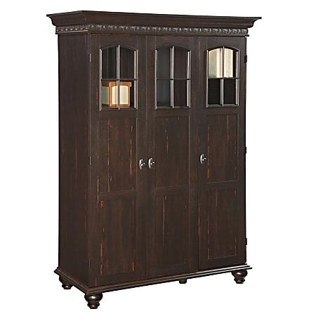 Christopher Lowell Shore Computer Armoire, 76"H x 51"W x 23"D, Antiqued Black/Rustic Cherry