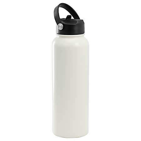 Gibson Home Marina Stainless Steel Thermal Bottle With Lid, 38 Oz, Cream