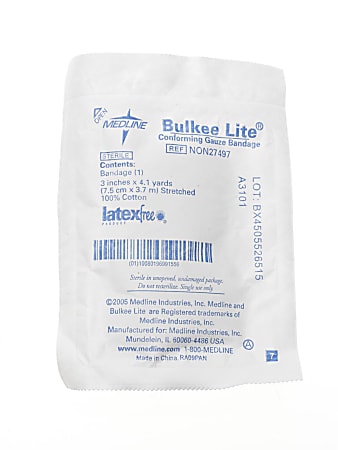 Medline Bulkee Lite Sterile Conforming Bandages, 3" x 4 1/8 Yd., White, Pack Of 96