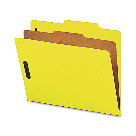 Nature Saver 1-Divider Colored Classification Folders, Letter Size, Yellow, Box Of 10