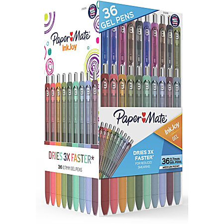 Paper Mate InkJoy Gel Pen, Retractable, Medium 0.7 mm, Assorted Ink and Barrel Colors, 30/Pack