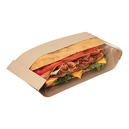 Bagcraft Dubl View® Sandwich Bags, 10 3/4"H x 3 1/2"W x 2 1/4"D, Clear/Natural Brown, Carton Of 500 Bags