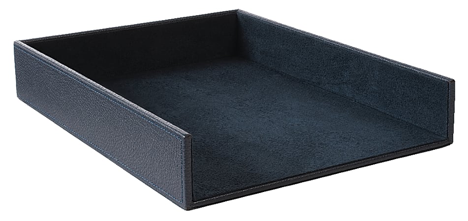 Realspace™ Executive Leatherette Document Tray, 2"H x 9"W x 1 3/4"D, Navy