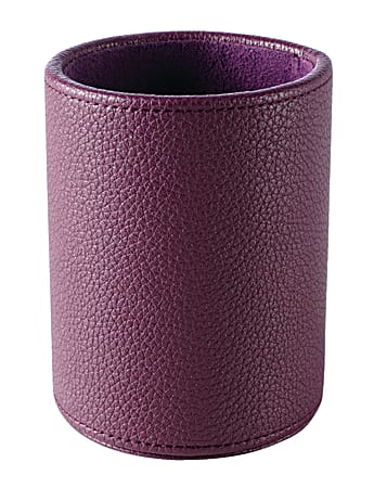 Realspace™ Executive Leatherette Pencil Cup, 4 1/2"H x 3 1/2"W x 3 1/2"D, Purple