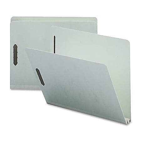 Nature Saver 2" Expansion Pressboard Fastener Folders, Letter Size, 100% Recycled, Gray Green, Box Of 25