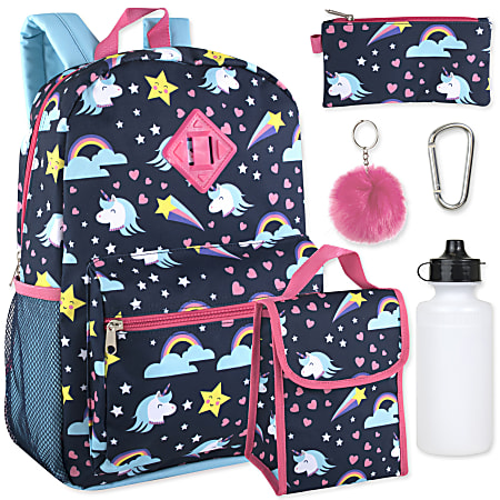 Trailmaker 6-In-1 Backpack Set, Unicorns, Blue