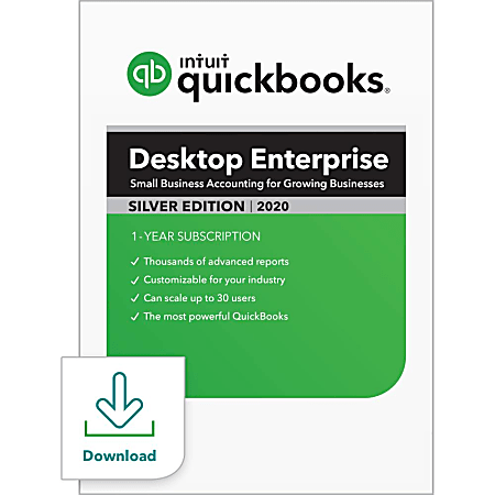 Intuit® QuickBooks® Desktop Enterprise Silver 2020, 5 User, 1-Year Subscription, Windows®, Download