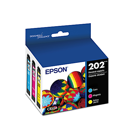 Epson® 202 Claria® Cyan, Magenta, Yellow Ink Cartridges, Pack Of 3, T202520-S