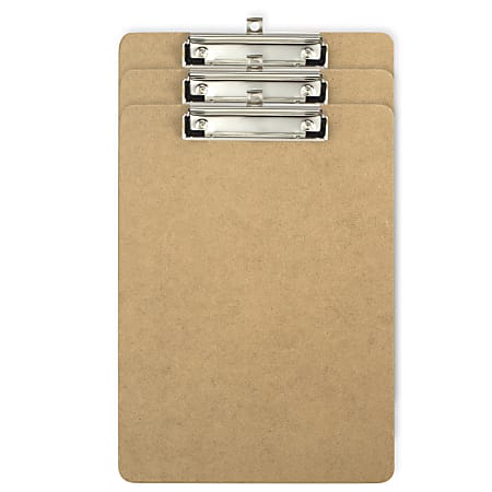 Officemate® Wood Clipboards With Low Profile Clips/Pen Holders, 100% Recycled, Letter Size, Brown, Total Qty 3