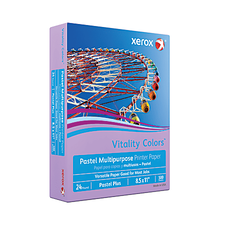 Xerox Vitality Colors Pastel Plus Color Multi Use Printer Copier Paper  Letter Size 8 12 x 11 Ream Of 500 Sheets 24 Lb 30percent Recycled Lilac -  Office Depot