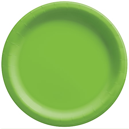 Amscan Round Paper Plates, Kiwi Green, 10”, 50 Plates Per Pack, Case Of 2 Packs