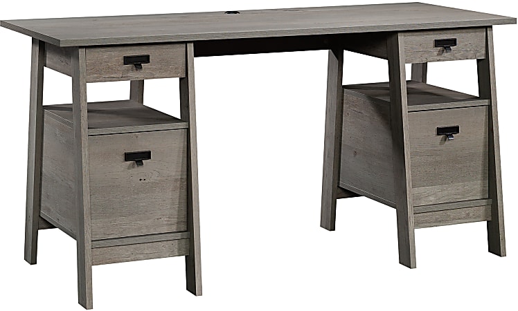 Sauder Trestle 59 W Executive Computer Desk Mystic Oak Office Depot