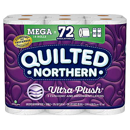 Quilted Northern Ultra Plush Bathroom Tissue, Unscented, Mega Rolls, 3-Ply - 12 rolls