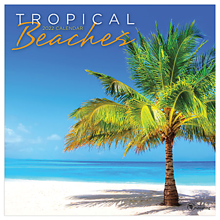 TF Publishing Scenic Wall Calendar, 12" x 12", Tropical Beaches, January To December 2022