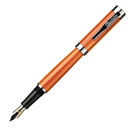 Conklin® Herringbone Fountain Pen, Medium Point, Orange Barrel, Assorted Ink