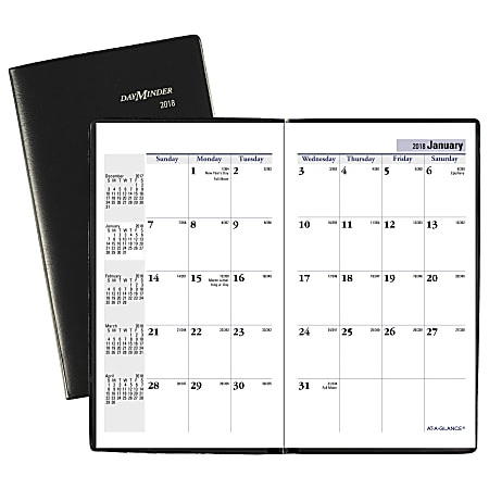 AT-A-GLANCE® DayMinder® 14-Month Pocket Planner, 3 5/8" x 6 1/16", Black, December 2017 to February 2019 (SK5300-18)