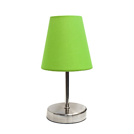 Simple Designs Mini Basic Table Lamp with Fabric Shade, 10-3/5"H, Green/Sand Nickel