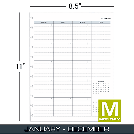 2025 TUL® Discbound Monthly Planner Refill Pages With 12 Tab Dividers