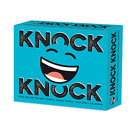 2025 Willow Creek Press Daily Desk Box Calendar, 5-1/2” x 6-1/4", Knock Knock Daily Joke, January to December 2025, 40911