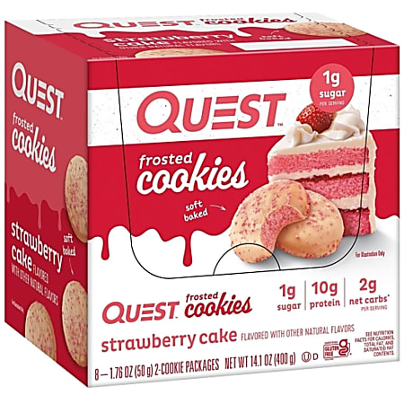 Quest Strawberry Cake Frosted Cookies, 1.76 Oz, Total Qty 8