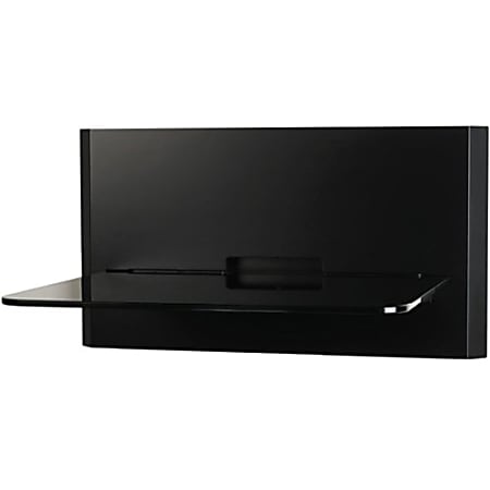 OmniMount AV Wall Shelf - 11.9" Height x 22.5" Width x 16.1" Depth - Cable Management - Satin Black - Glass Each