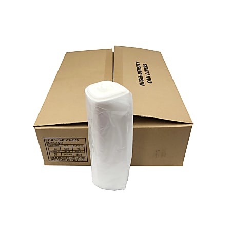 Island Plastic Bags High-Density Trash Liners, 33 Gallons, Natural, Case Of 500 Liners