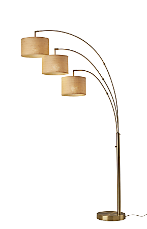 Adesso® Bowery 3-Arm Arc Lamp, 82"H, Natural/Beige