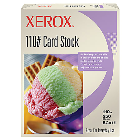 Xerox® 110-Lb Index Card Stock, Ivory, 8 1/2" x 11", Pack Of 250 Sheets