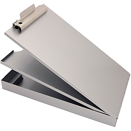 Saunders Cruiser Mate Form Holder with Storage - 1" Clip Capacity - Top Opening - 8 1/2" x 14" - Aluminum - Gray - 1 Each