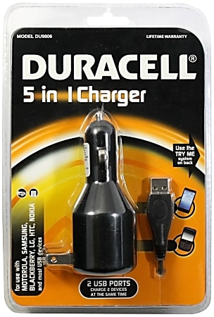 Duracell® 5-In-1 Universal Cell Phone Charger, Black