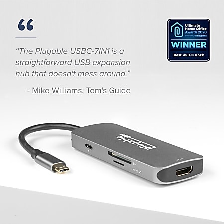 Plugable USB C Hub Multiport Adapter 7 in 1 Hub Compatible with