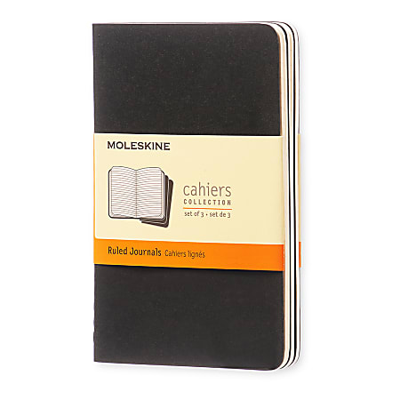 Moleskine Cahier Journals, 3-1/2" x 5-1/2", Ruled, 64 Pages, Black, Set Of 3 Journals