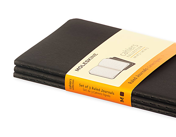 Moleskine Cahier Journal, Set of 3, Soft Cover, Pocket, 3.5 x 5.5, Ruled,  Black (704895)