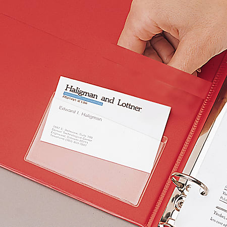 Cardinal® HOLDit!® Business Card Pockets, Side Loading, 3 3/4" x 2 3/8", Pack Of 10